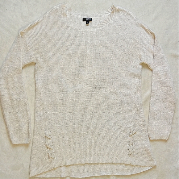 a.n.a Like New Cream & Metallic Gold Knit Tunic Sweater sz XL - Picture 6 of 8